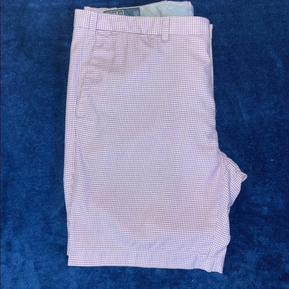 Polo Ralph Lauren Lavender Micro Gingham/Checkered Slim Fit 5 Pocket Short W/36